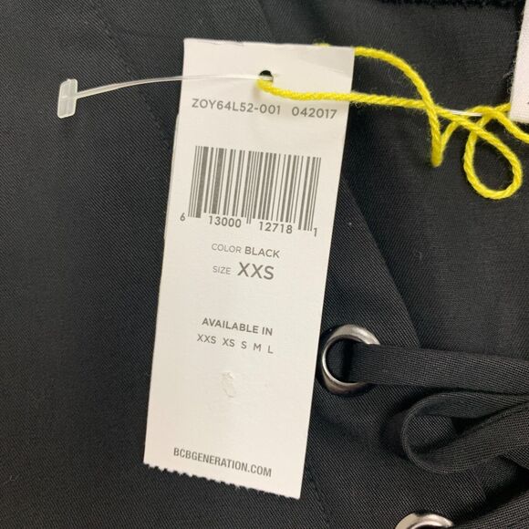 BCBGeneration Shift Mini Shirt Dress Womens XXS 2XS Black Lace Up Pockets - Picture 13 of 16